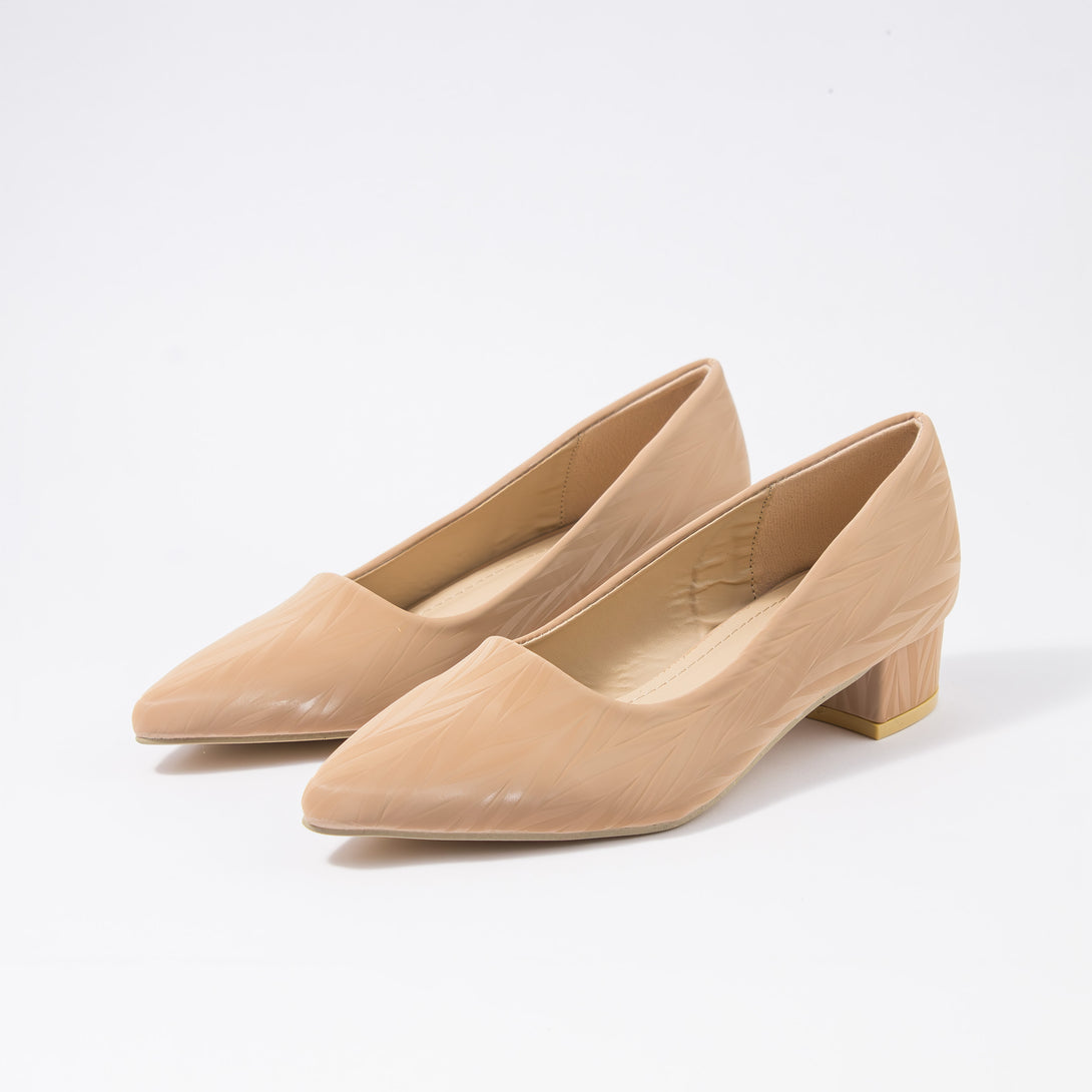 حذاء بامب نسائي كعب منخفض عريض