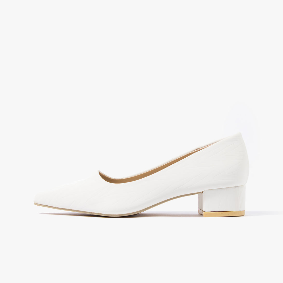 حذاء بامب نسائي كعب منخفض عريض