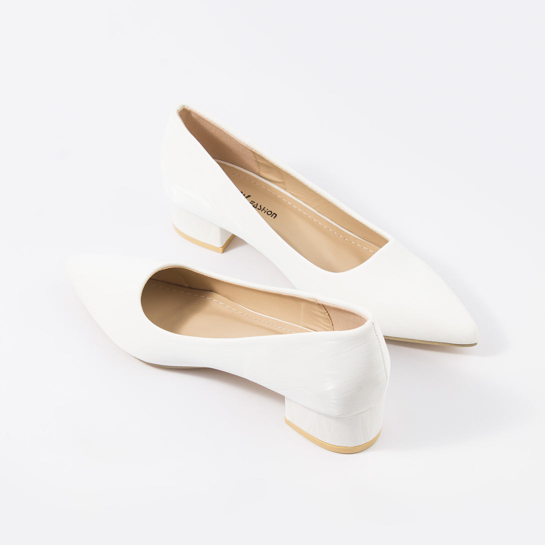 حذاء بامب نسائي كعب منخفض عريض