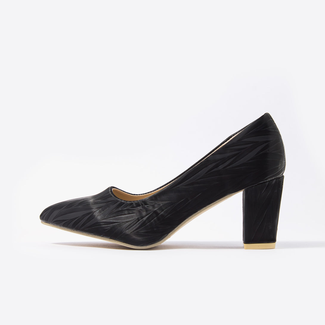 حذاء بامب نسائي كعب مرتفع عريض