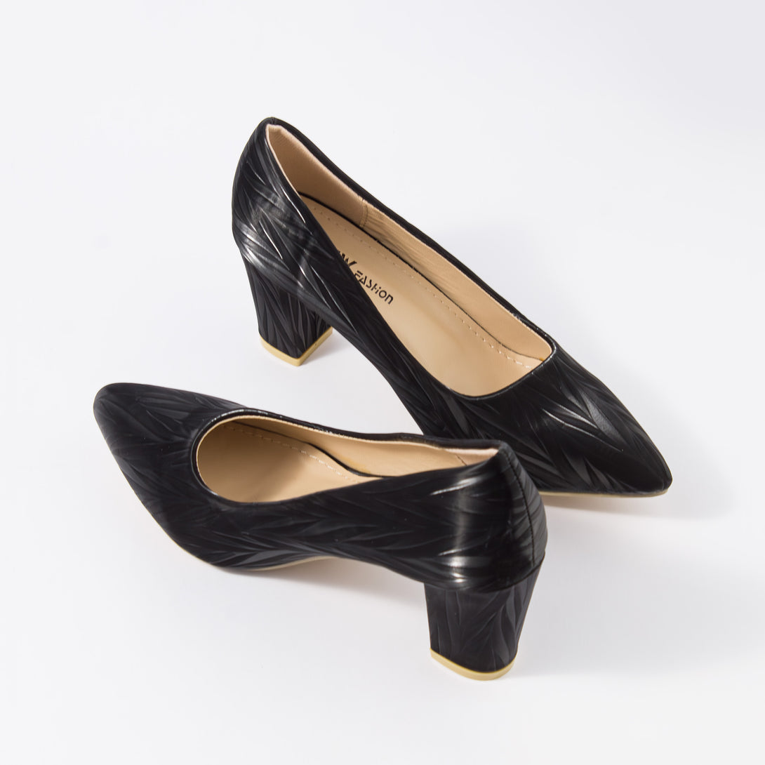 حذاء بامب نسائي كعب مرتفع عريض