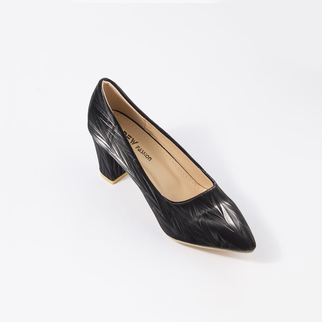 حذاء بامب نسائي كعب مرتفع عريض