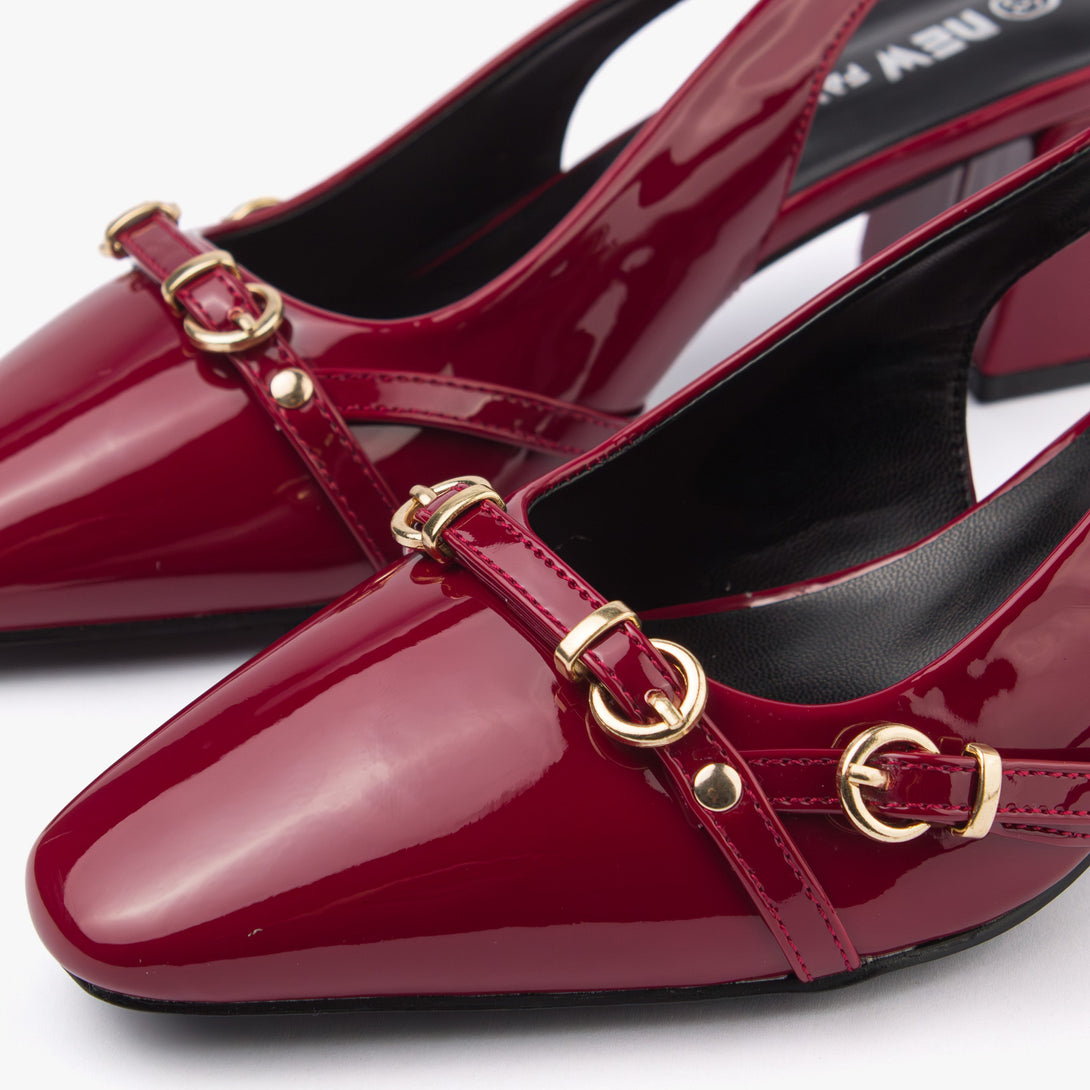 حذاء نسائي كعب متوسط عريض سلاينغ باك