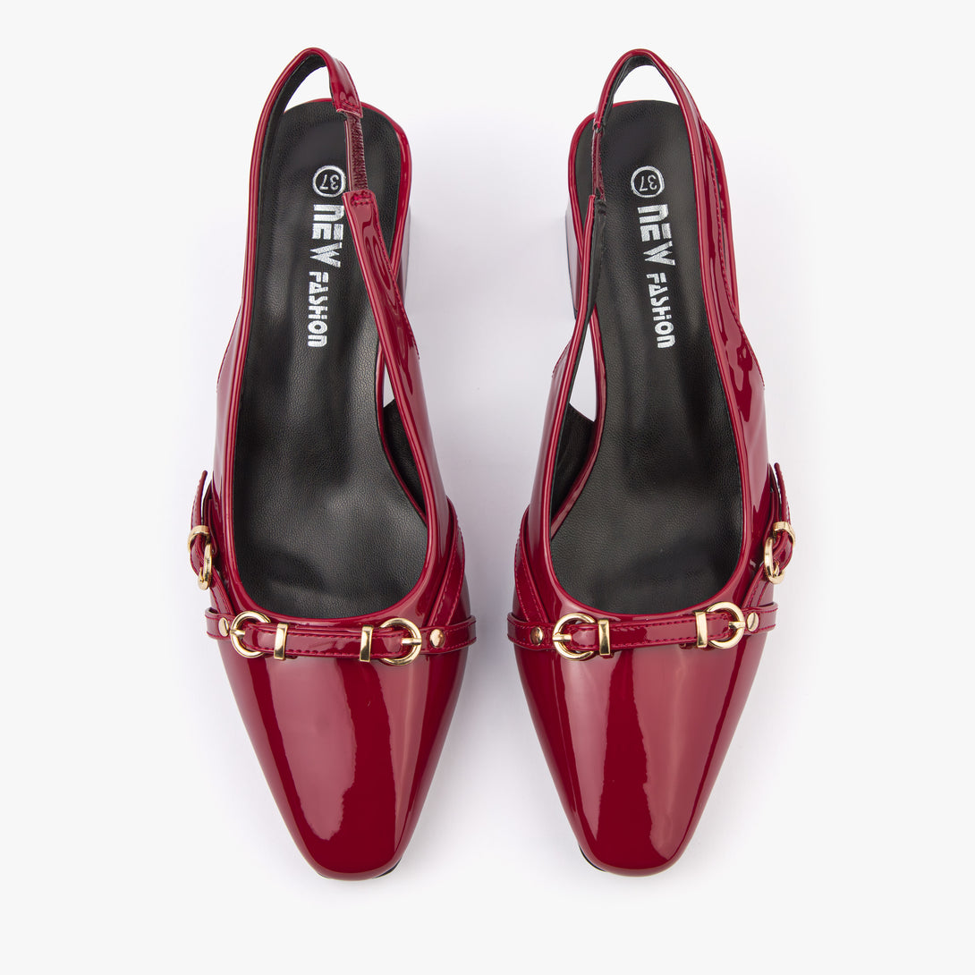 حذاء نسائي كعب متوسط عريض سلاينغ باك