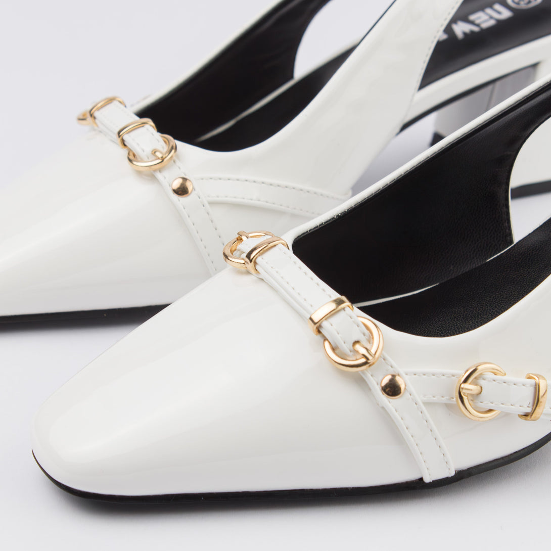 حذاء نسائي كعب متوسط عريض سلاينغ باك