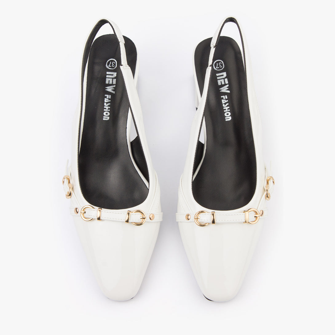 حذاء نسائي كعب متوسط عريض سلاينغ باك