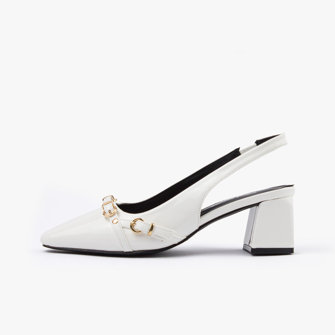 حذاء نسائي كعب متوسط عريض سلاينغ باك