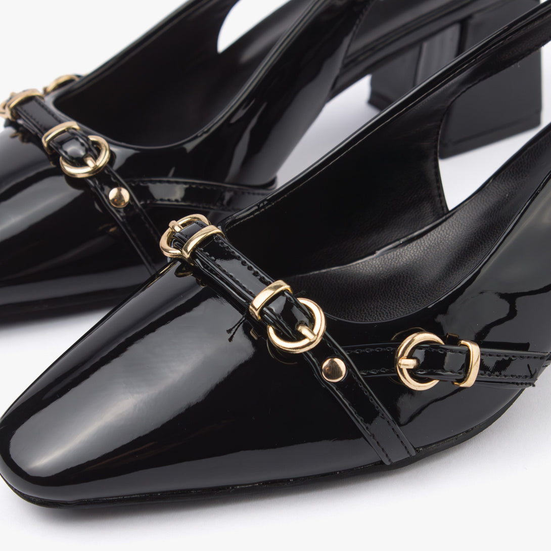 حذاء نسائي كعب متوسط عريض سلاينغ باك