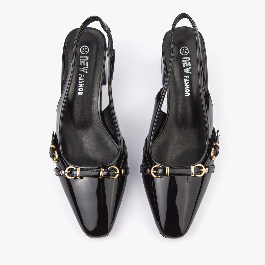 حذاء نسائي كعب متوسط عريض سلاينغ باك