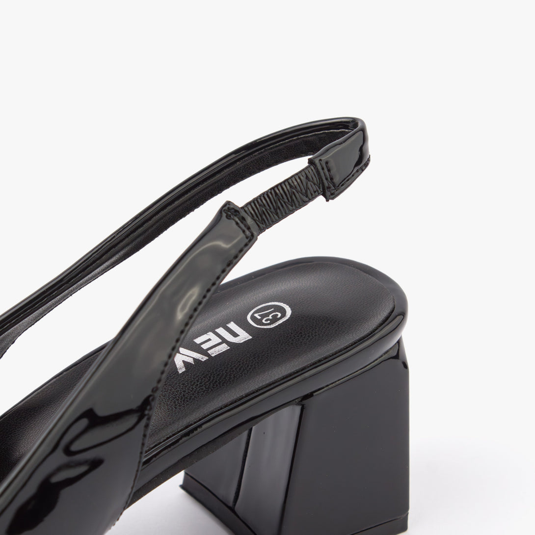 حذاء نسائي كعب متوسط عريض سلاينغ باك