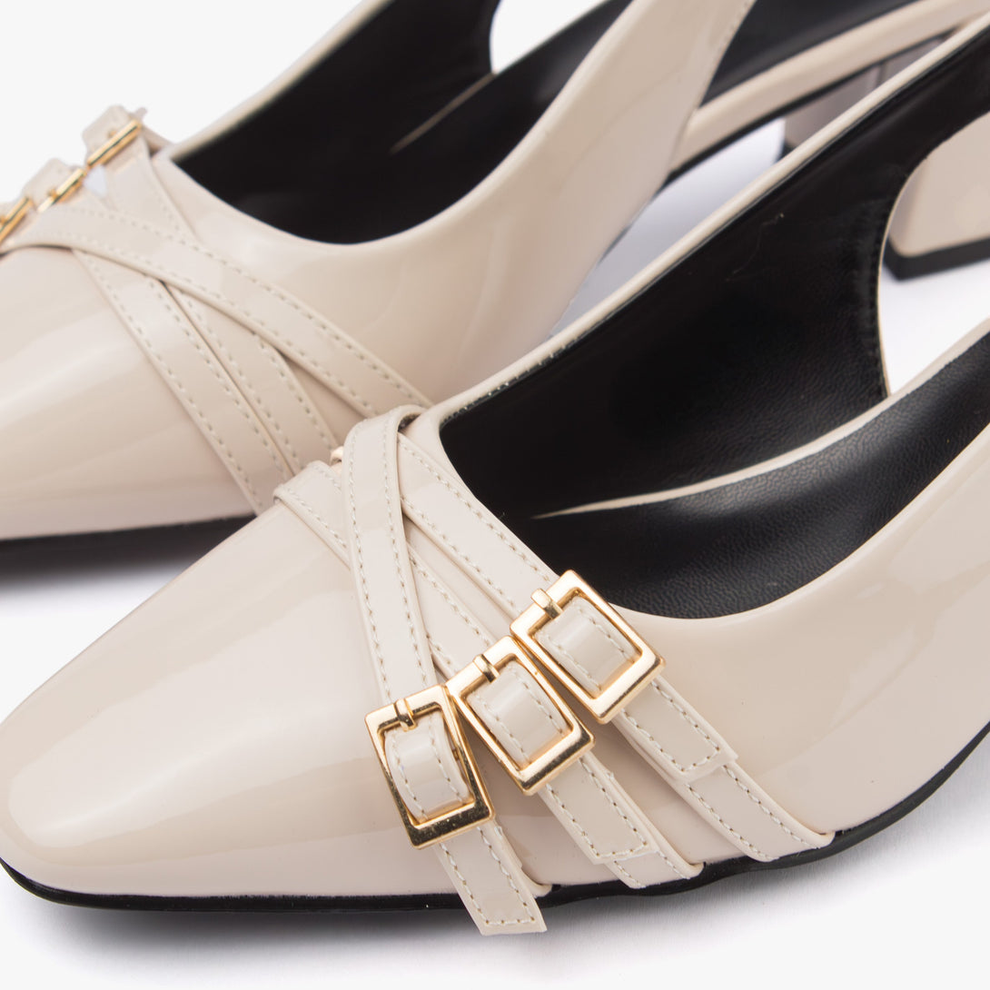 حذاء نسائي كعب متوسط عريض سلاينغ باك