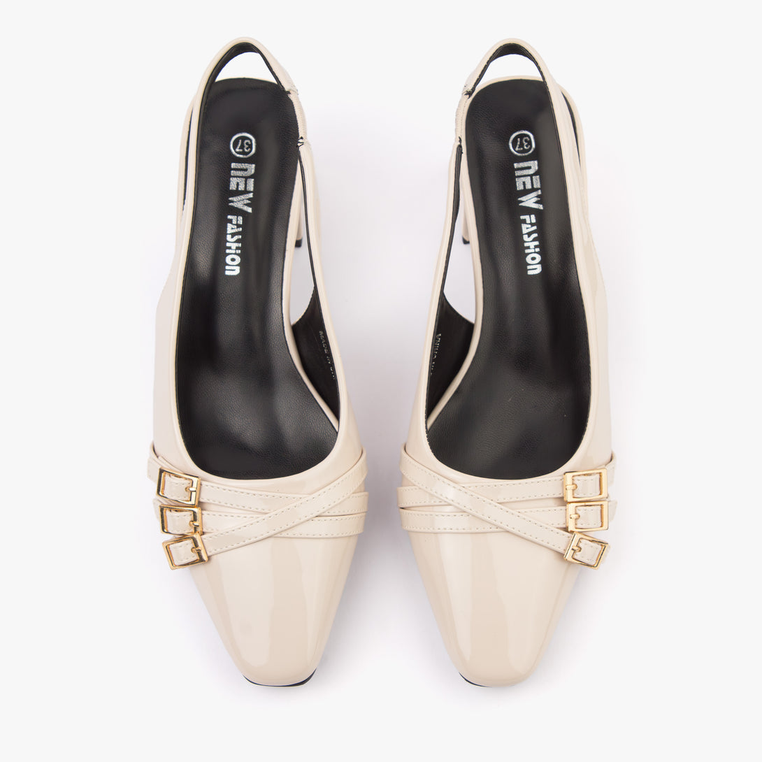 حذاء نسائي كعب متوسط عريض سلاينغ باك