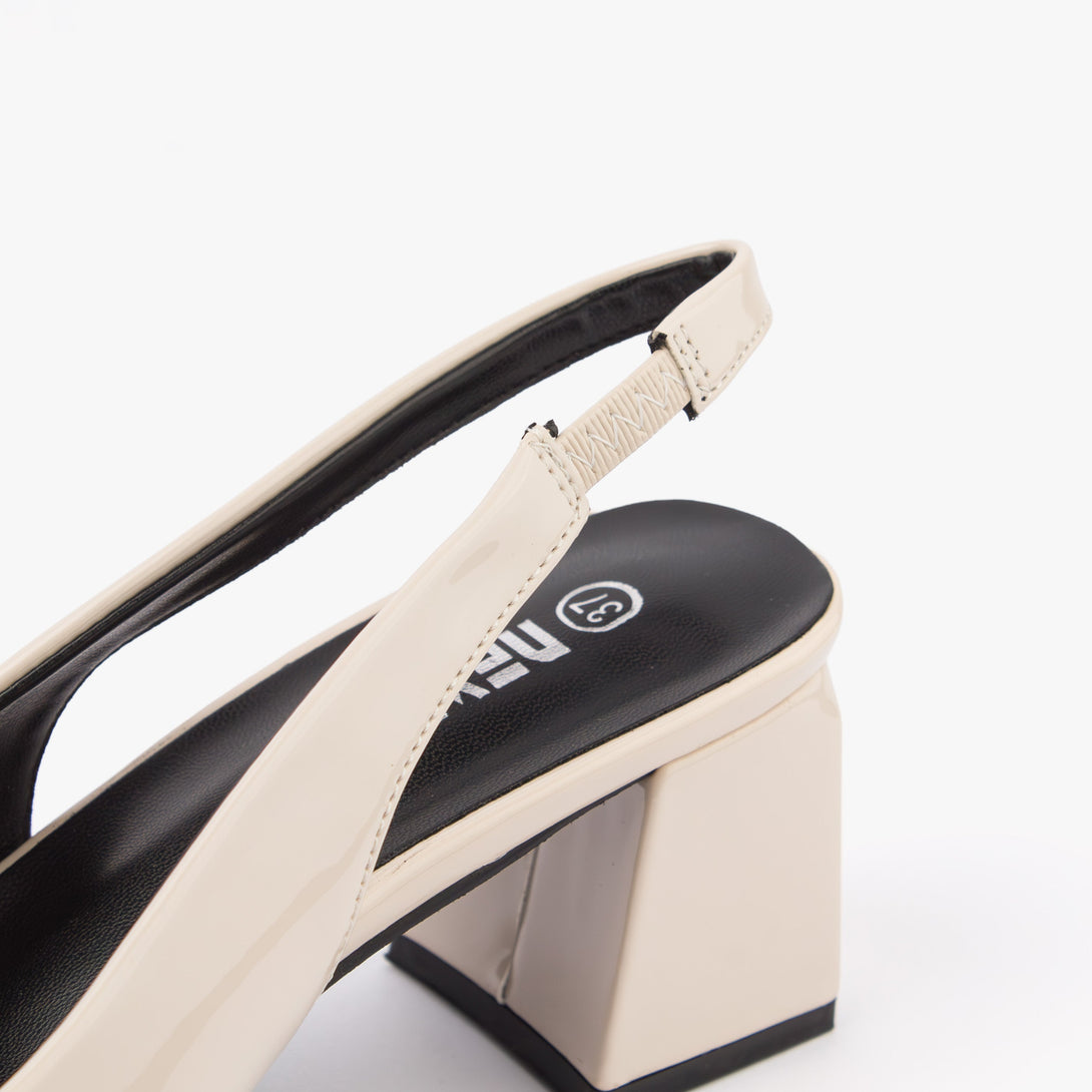 حذاء نسائي كعب متوسط عريض سلاينغ باك