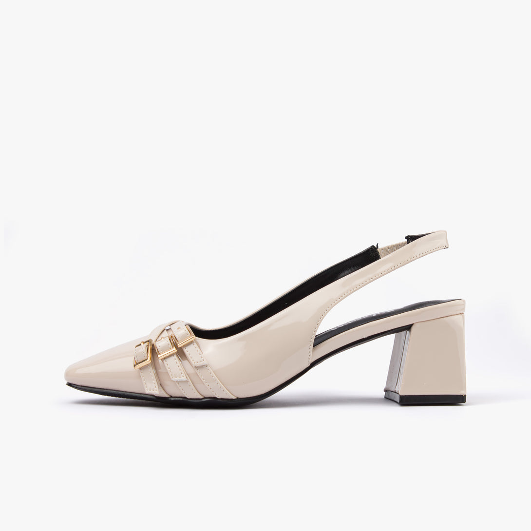 حذاء نسائي كعب متوسط عريض سلاينغ باك