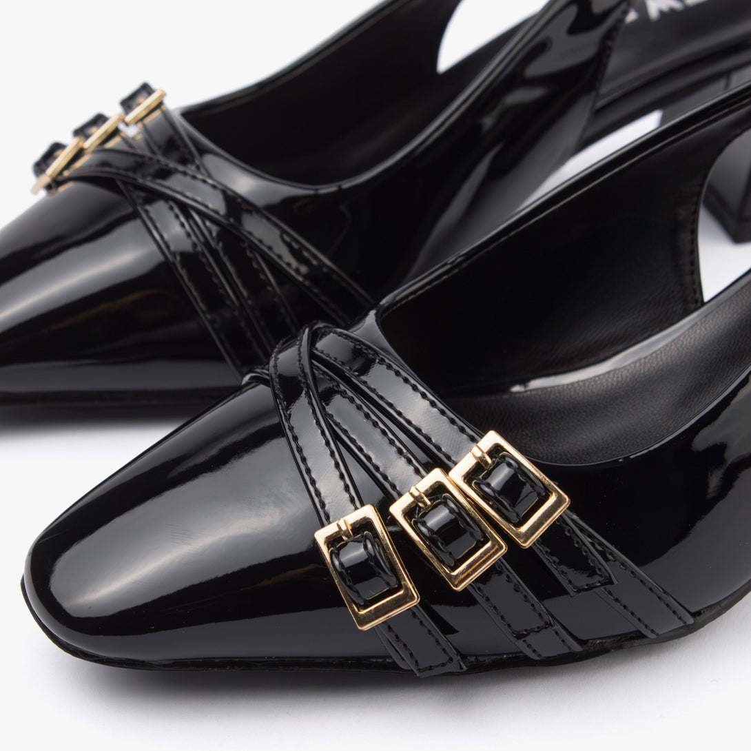 حذاء نسائي كعب متوسط عريض سلاينغ باك