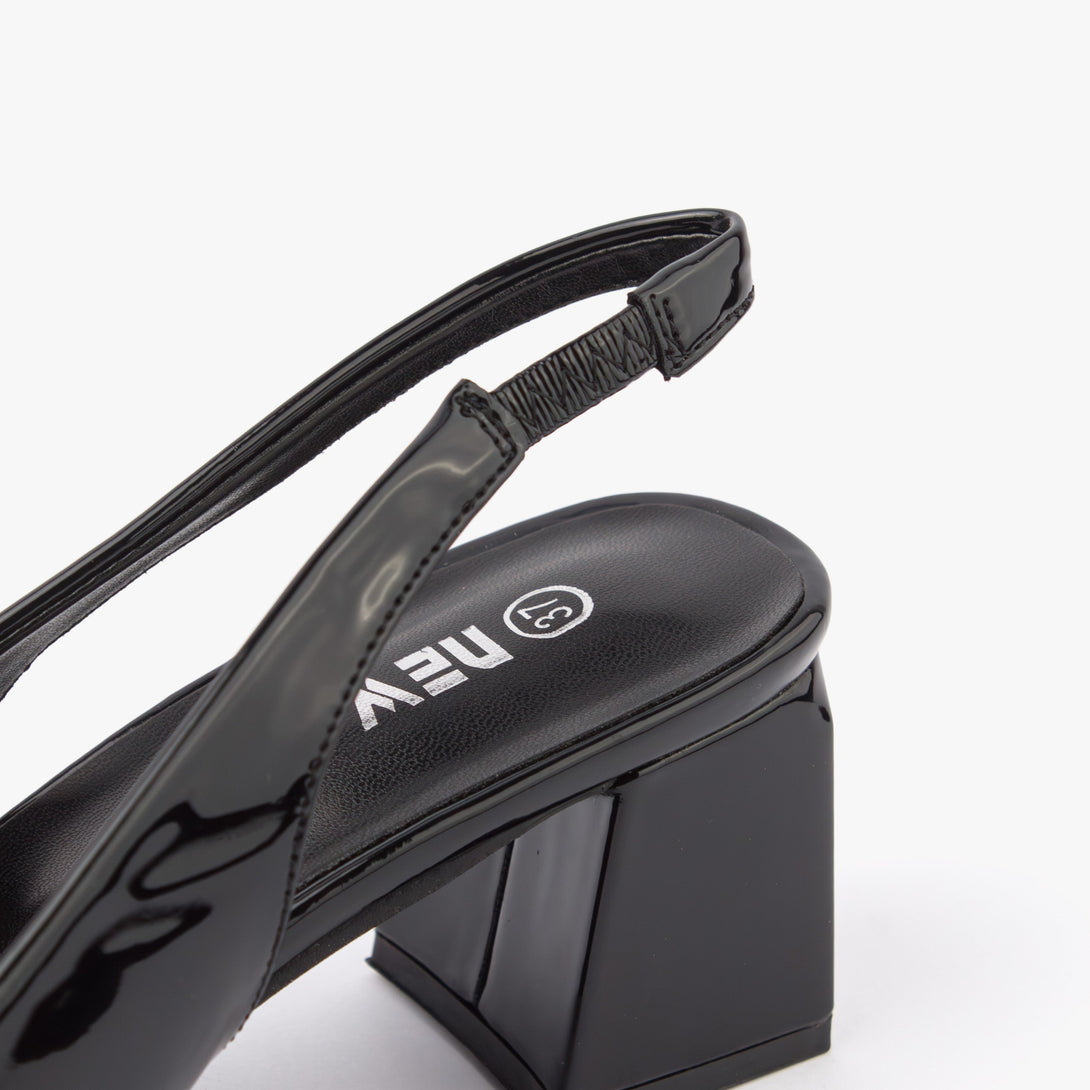 حذاء نسائي كعب متوسط عريض سلاينغ باك