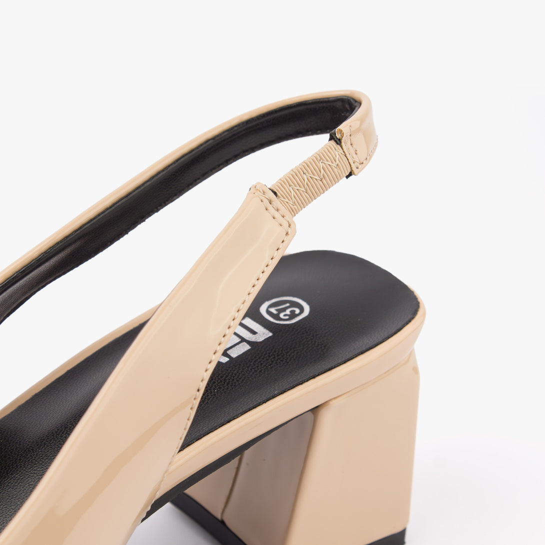 حذاء نسائي كعب متوسط عريض سلاينغ باك