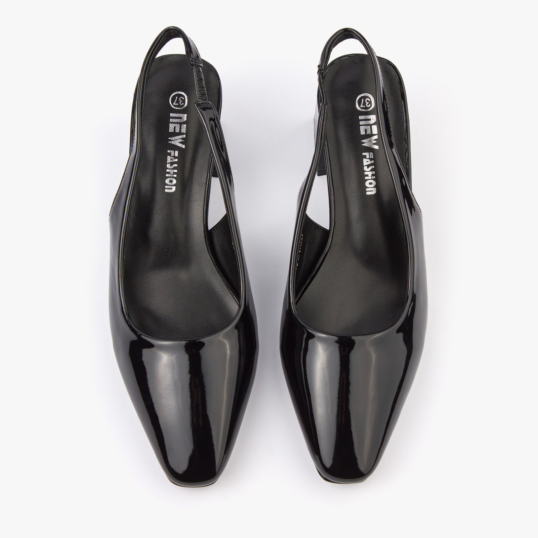 حذاء نسائي كعب متوسط عريض سلاينغ باك