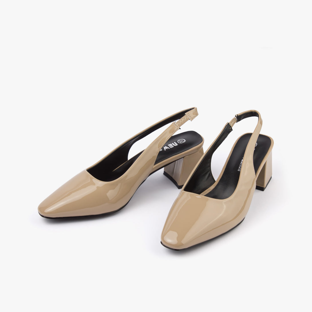 حذاء نسائي كعب متوسط عريض سلاينغ باك