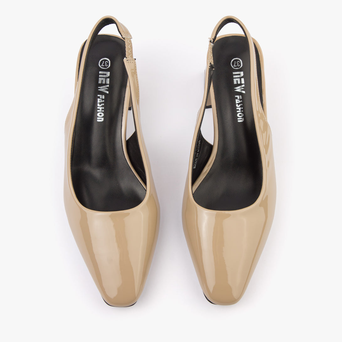 حذاء نسائي كعب متوسط عريض سلاينغ باك