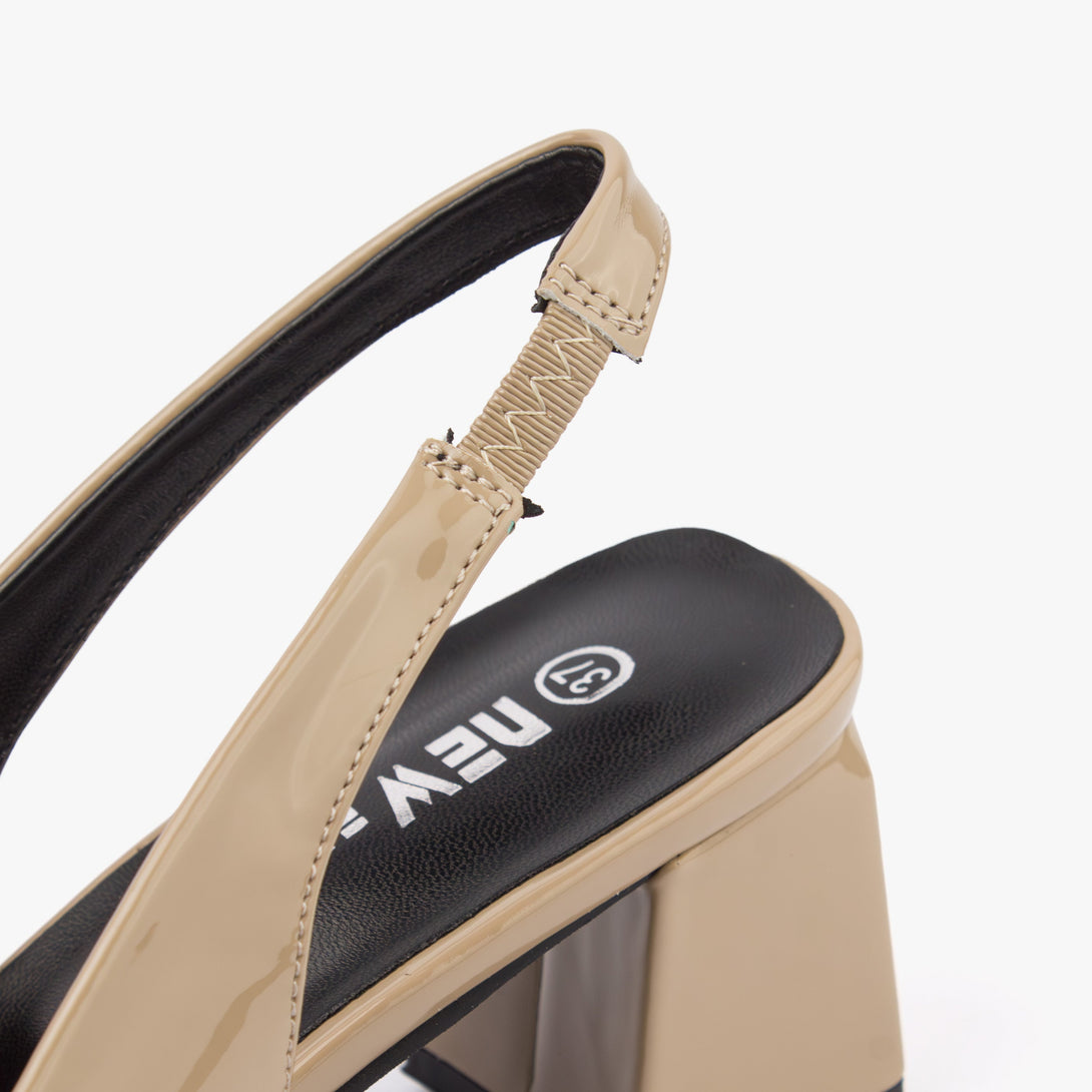 حذاء نسائي كعب متوسط عريض سلاينغ باك