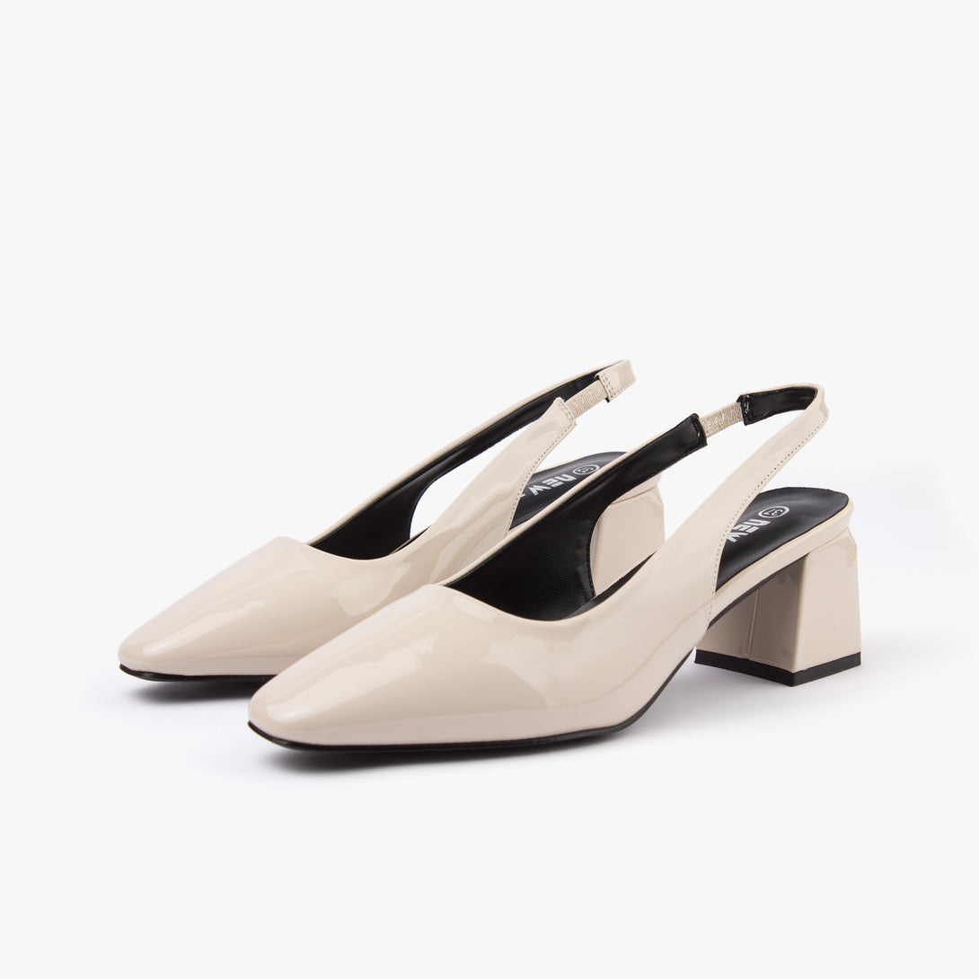 حذاء نسائي كعب متوسط عريض سلاينغ باك