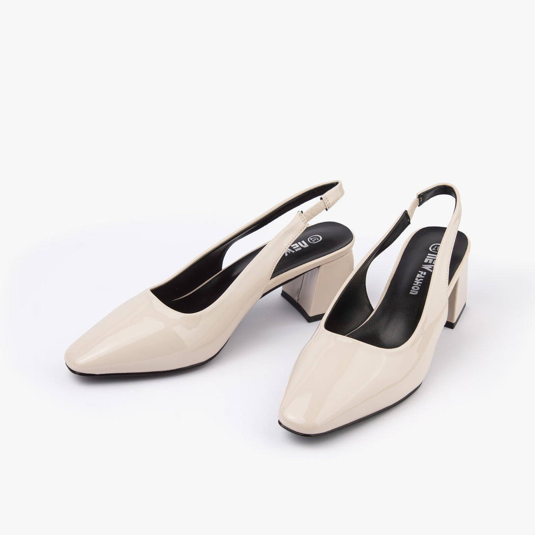 حذاء نسائي كعب متوسط عريض سلاينغ باك