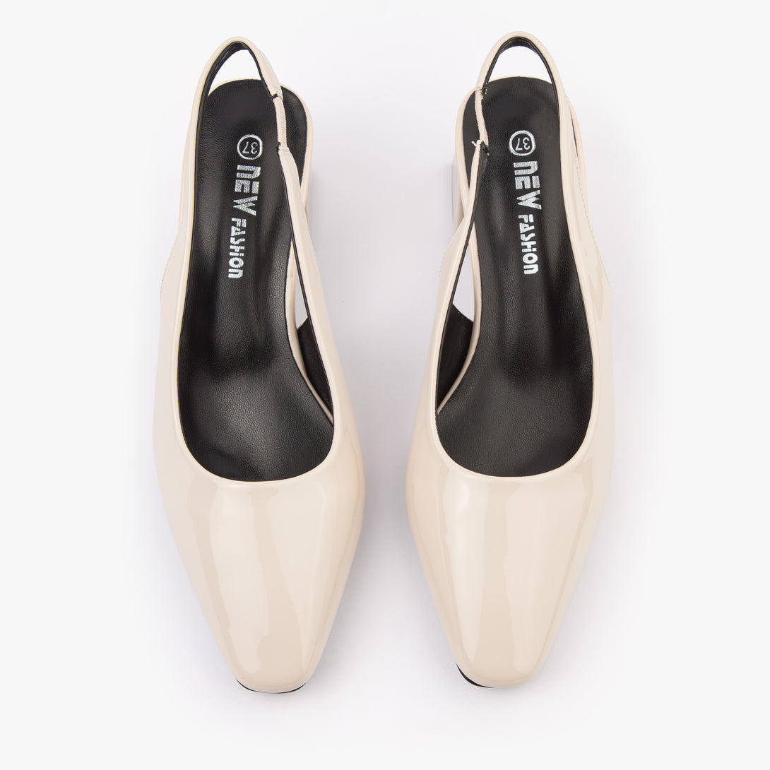 حذاء نسائي كعب متوسط عريض سلاينغ باك